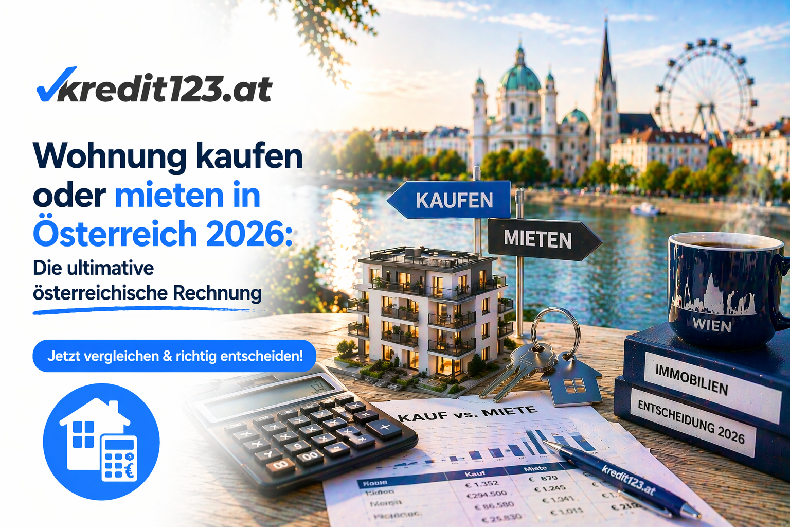 Wohnung kaufen/mieten Österreich 2026: Vergleich, Kosten, Finanzierung. Entscheidung zum Immobilienkredit