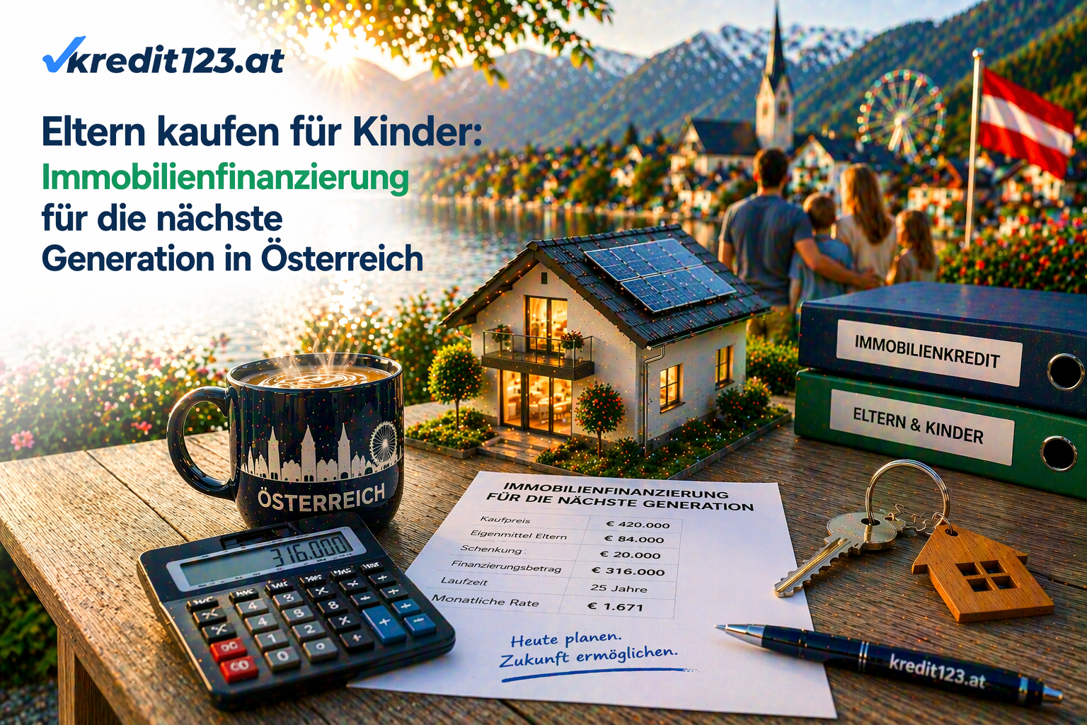 Eltern finanzieren Kindertraum: Immobilienkauf Österreich, Wohnbaufinanzierung, Eigenheim.