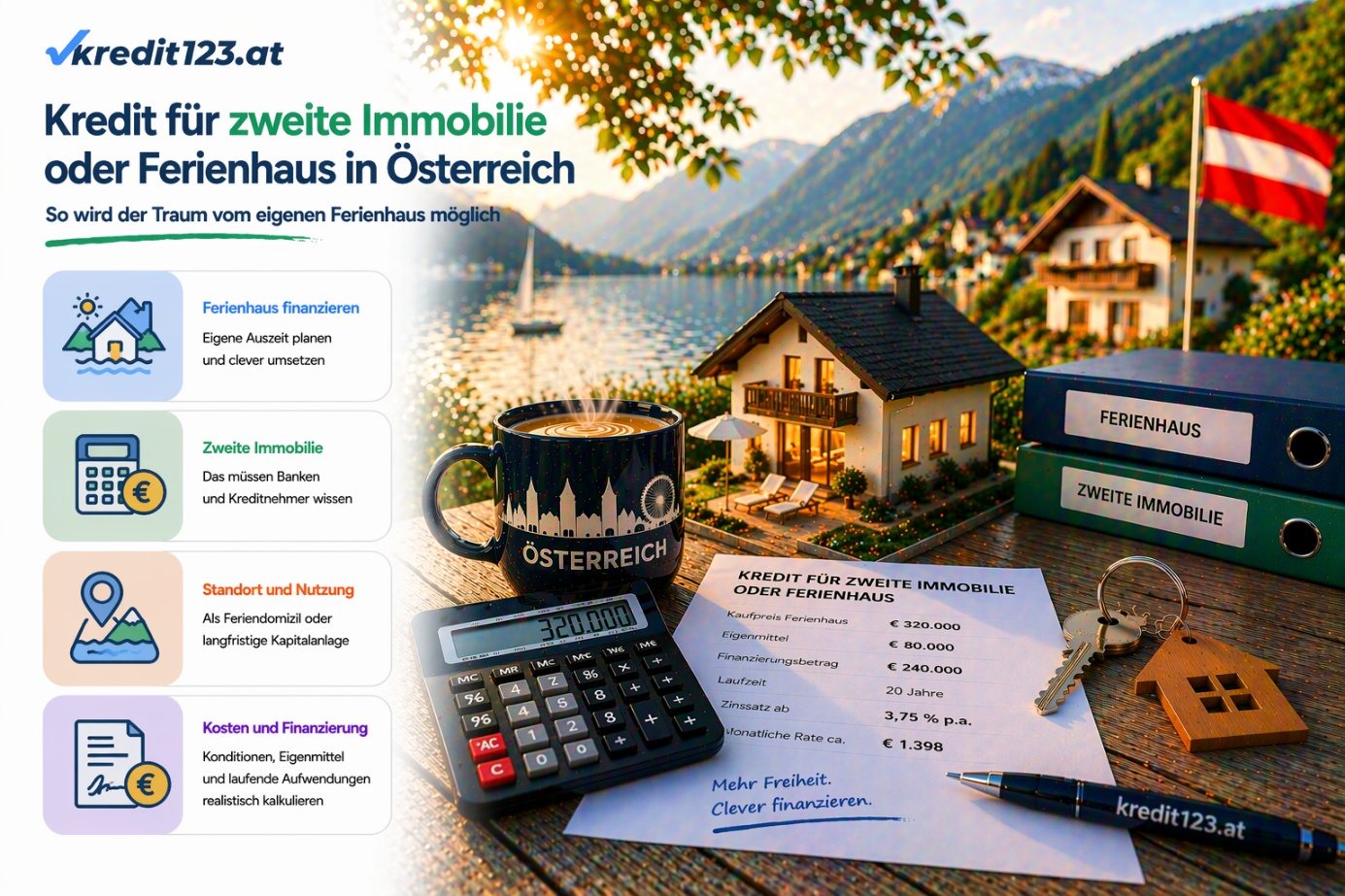 Mortgage for a second property in Austria: Tips, costs, real estate financing for expats.