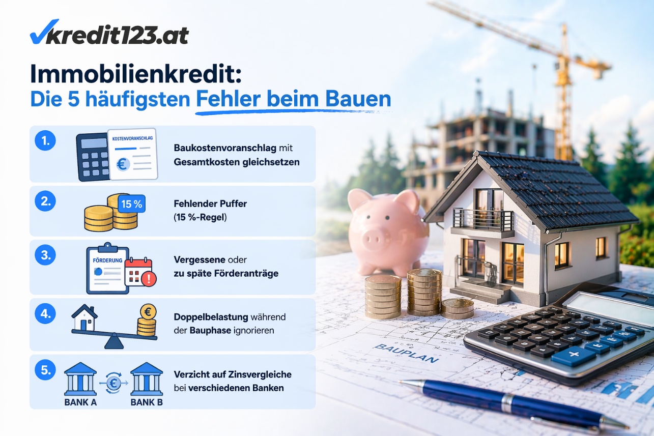 Hauskredit Österreich 2026: Kosten, Zinsen & Immobilienfinanzierung berechnen.