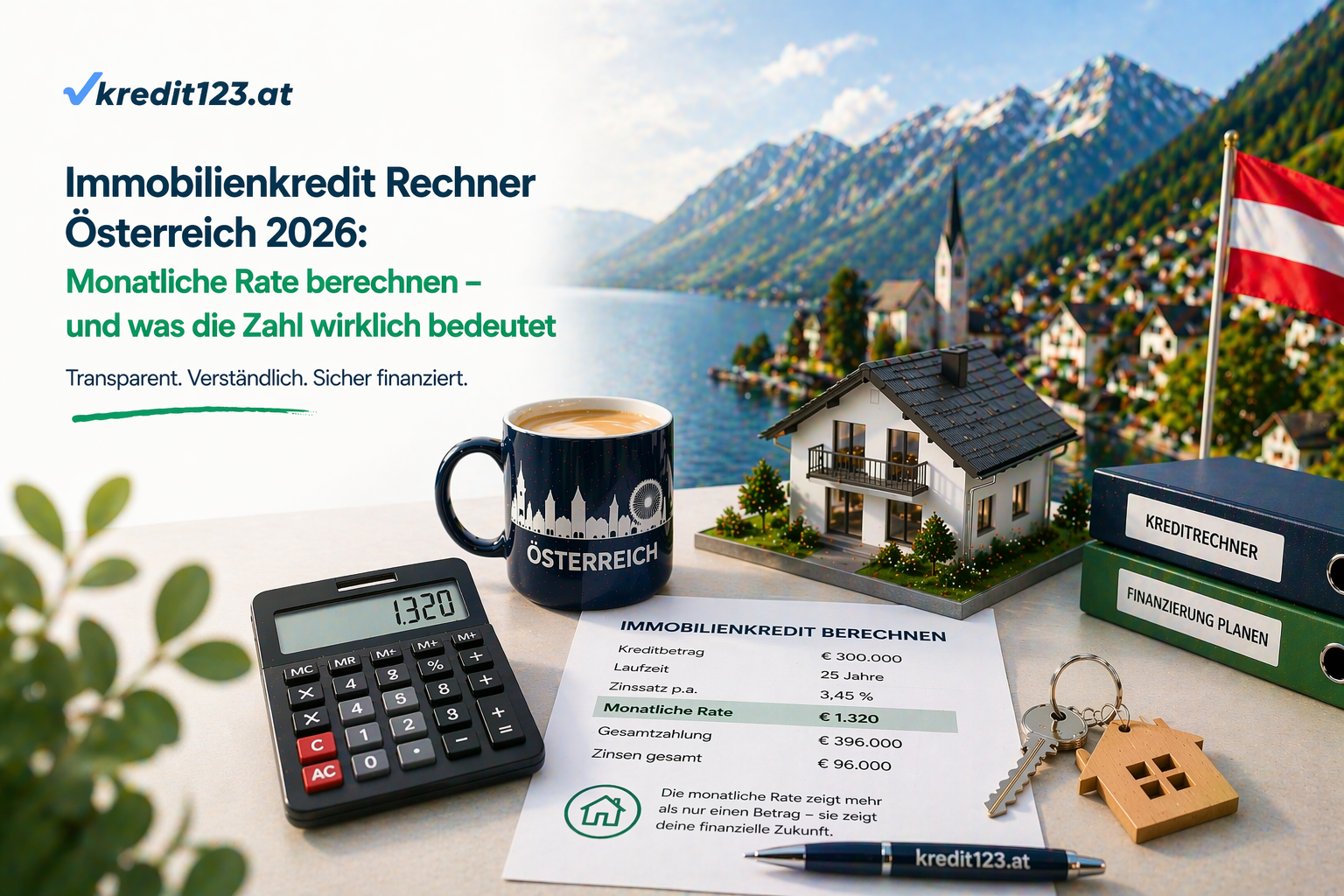 Immobilienkredit Rechner Österreich 2026: Rate & Zinsen berechnen für Hauskauf.