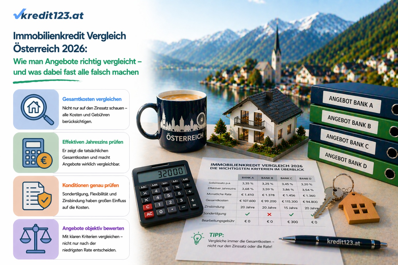 Immobilienkredit Österreich 2026: Vergleich, Rechner & Tipps für Ihre Finanzierung.